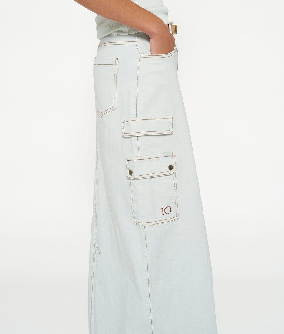slub twill skirt | sea foam