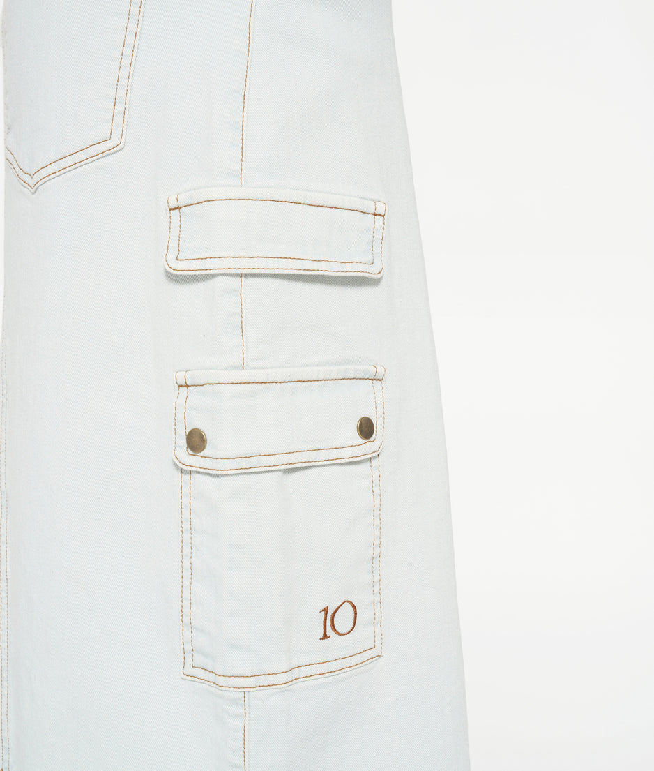 slub twill skirt | sea foam