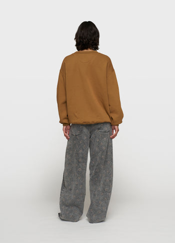 statement sweater logo | suede