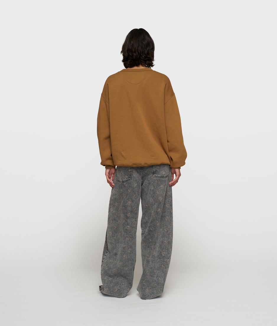 statement sweater logo | suede