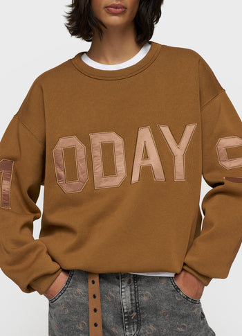 statement sweater logo | suede