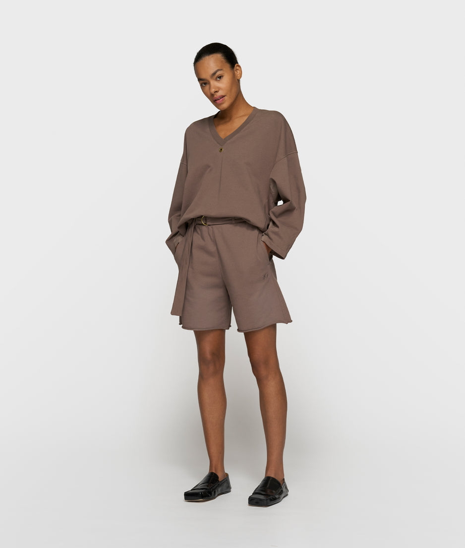 sweater v-neck fleece | moonrock