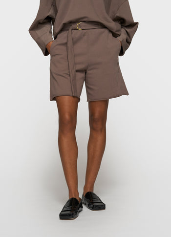 belted shorts fleece | moonrock