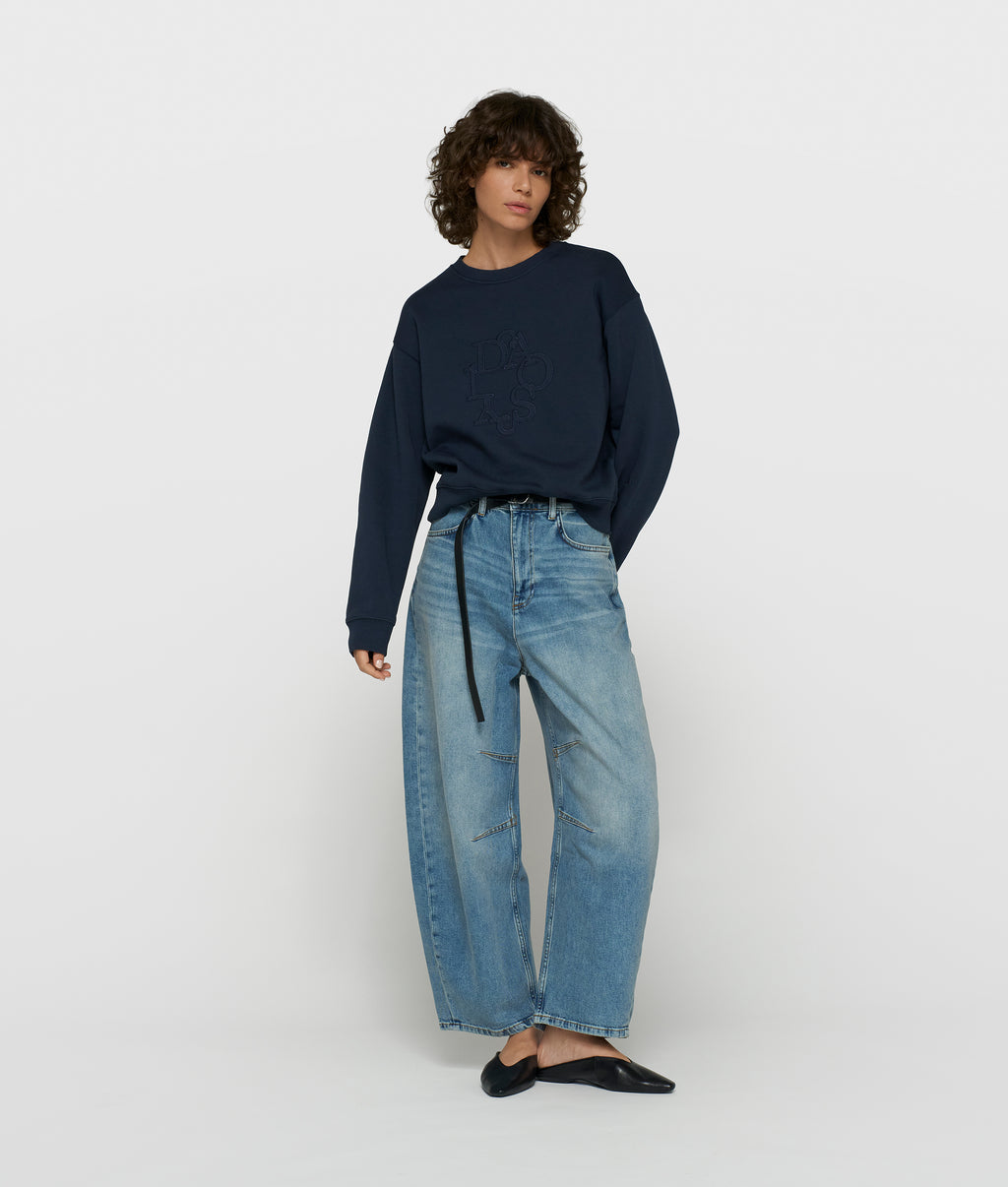 petite curly 10 sweater | night sky