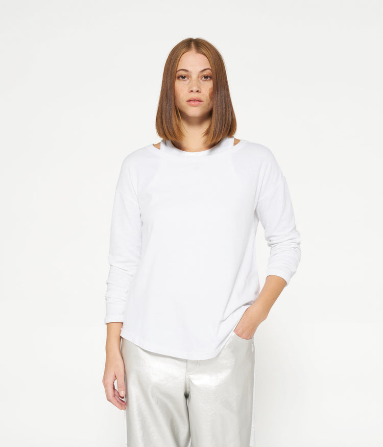 longsleeve tee linen | white