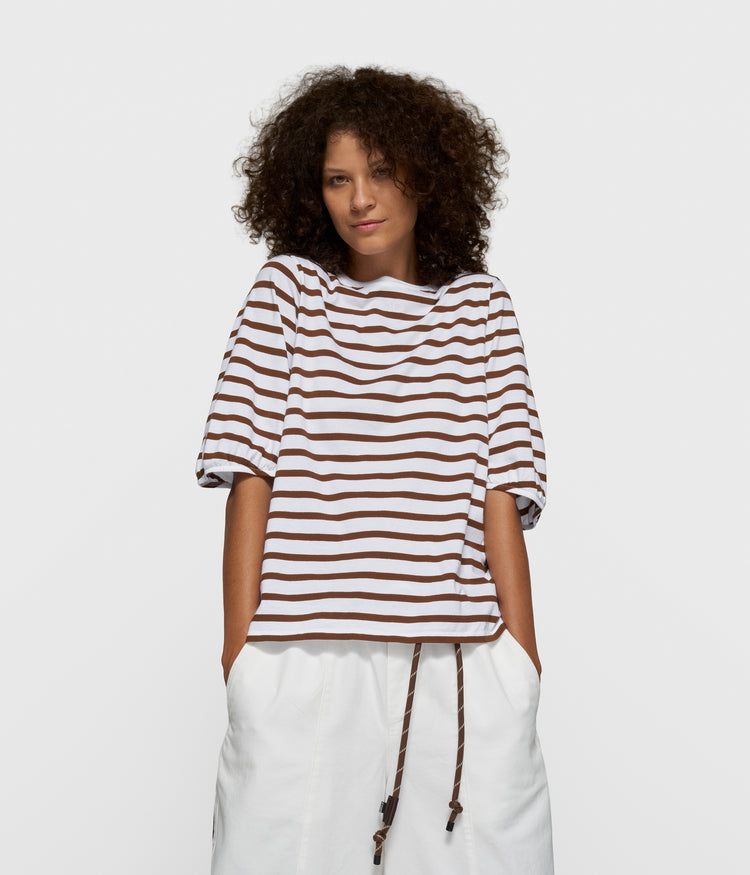 balloon tee stripes | white/dark truffle