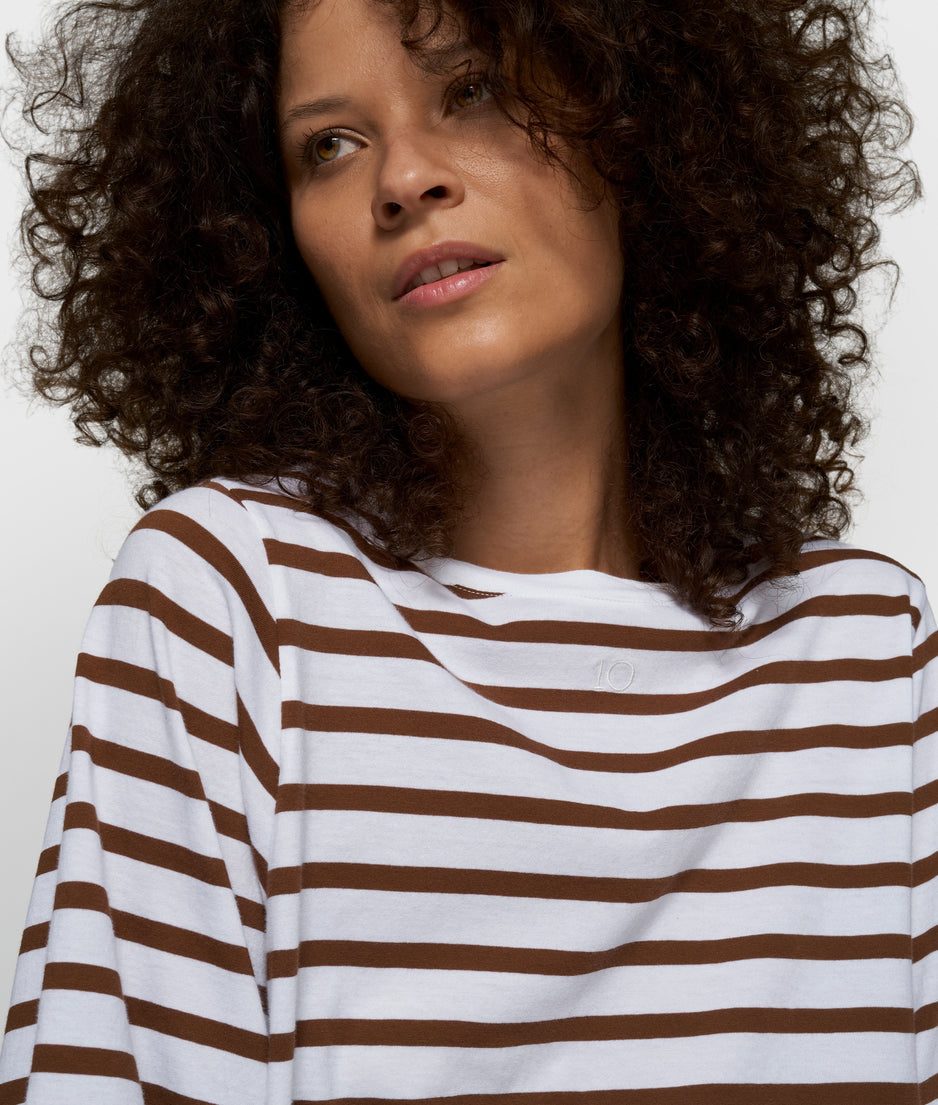 balloon tee stripes | white/dark truffle