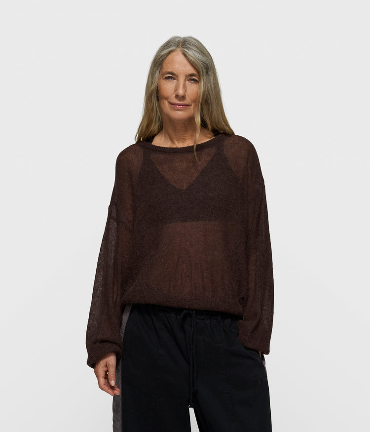 thin knit sweater | deep wine