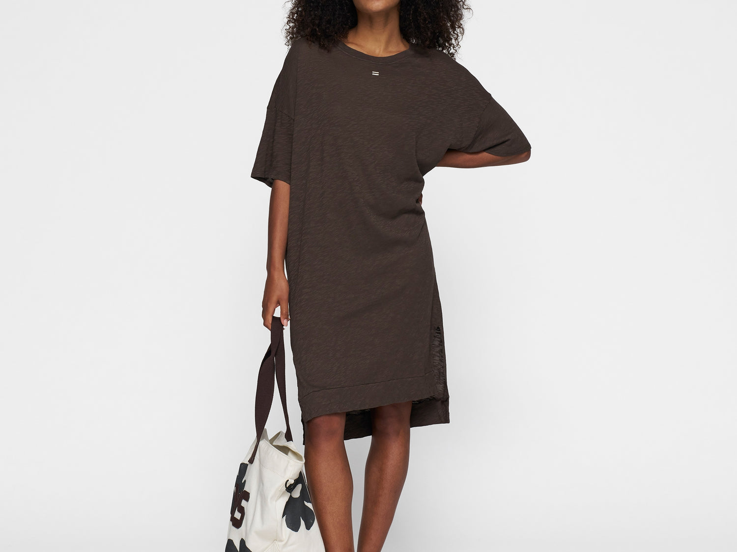tee dress flower | chocolate