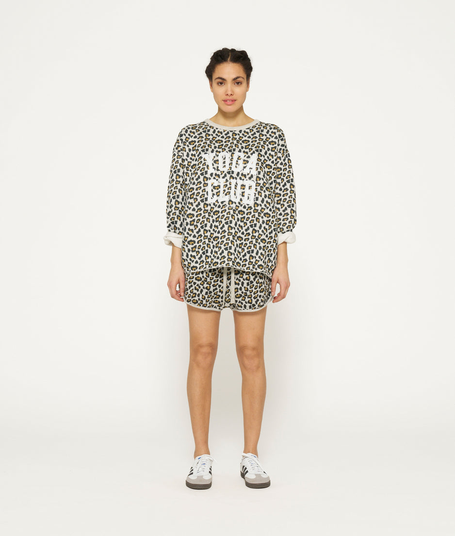 raw edge statement sweater leopard | light grey melee
