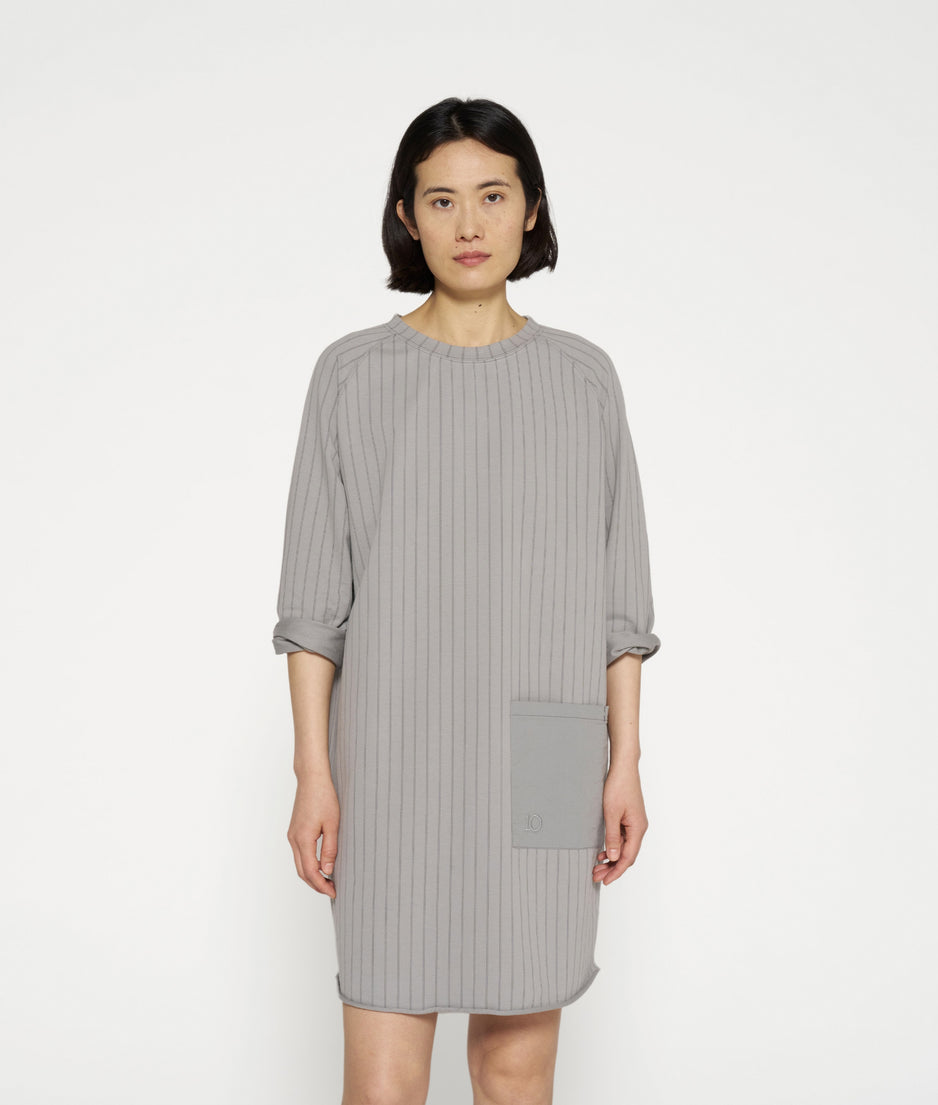 sweat dress pinstripe | graphite