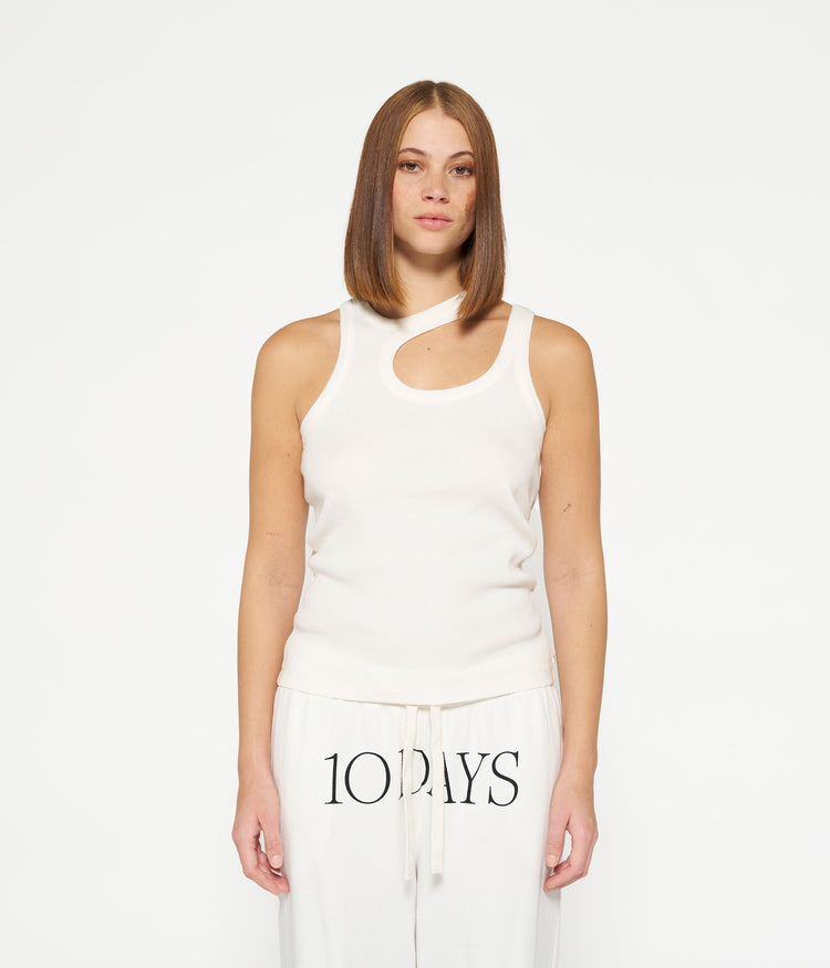 cut out tank top rib | ecru
