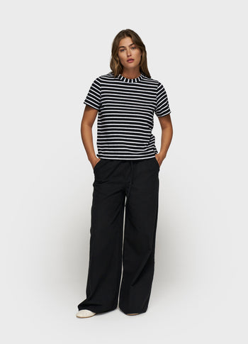 THE PETITE TEE LINEN STRIPES | black/white