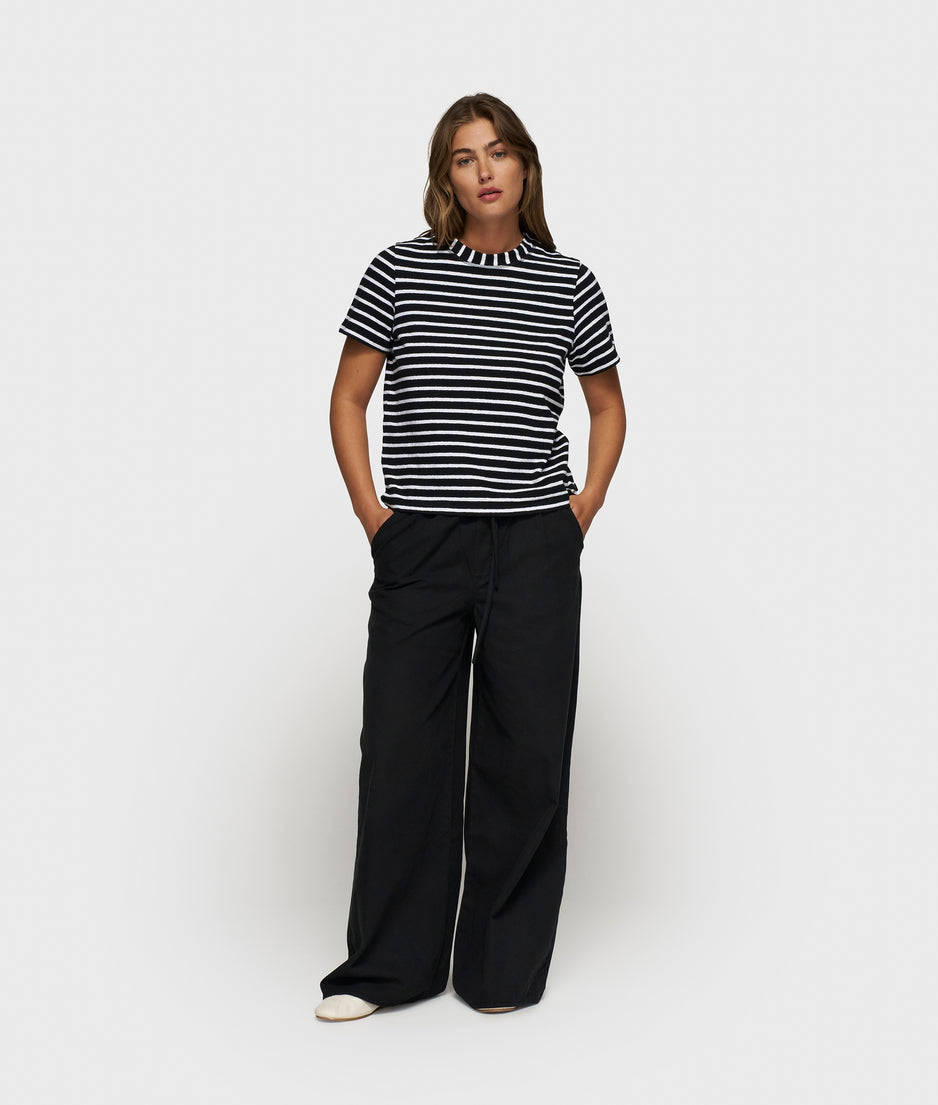 THE PETITE TEE LINEN STRIPES | black/white