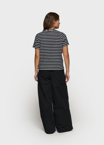THE PETITE TEE LINEN STRIPES | black/white
