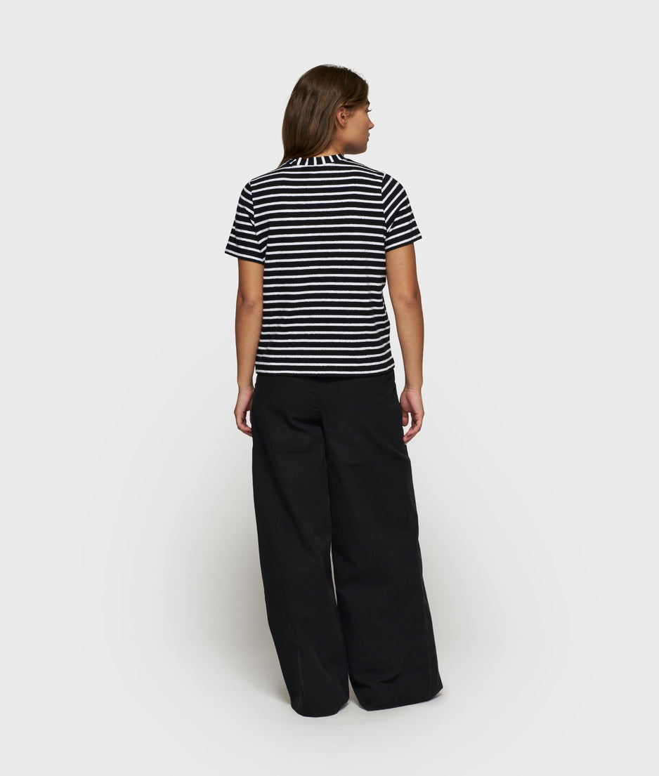 THE PETITE TEE LINEN STRIPES | black/white