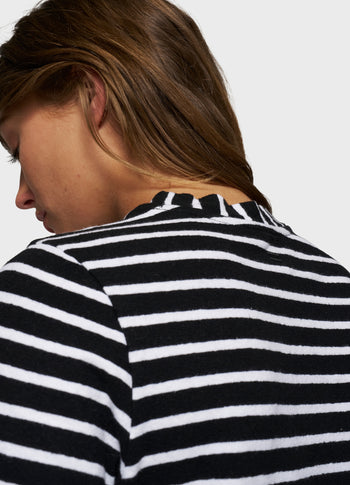 THE PETITE TEE LINEN STRIPES | black/white