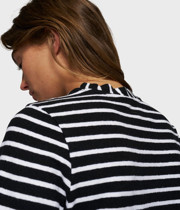 THE PETITE TEE LINEN STRIPES | black/white