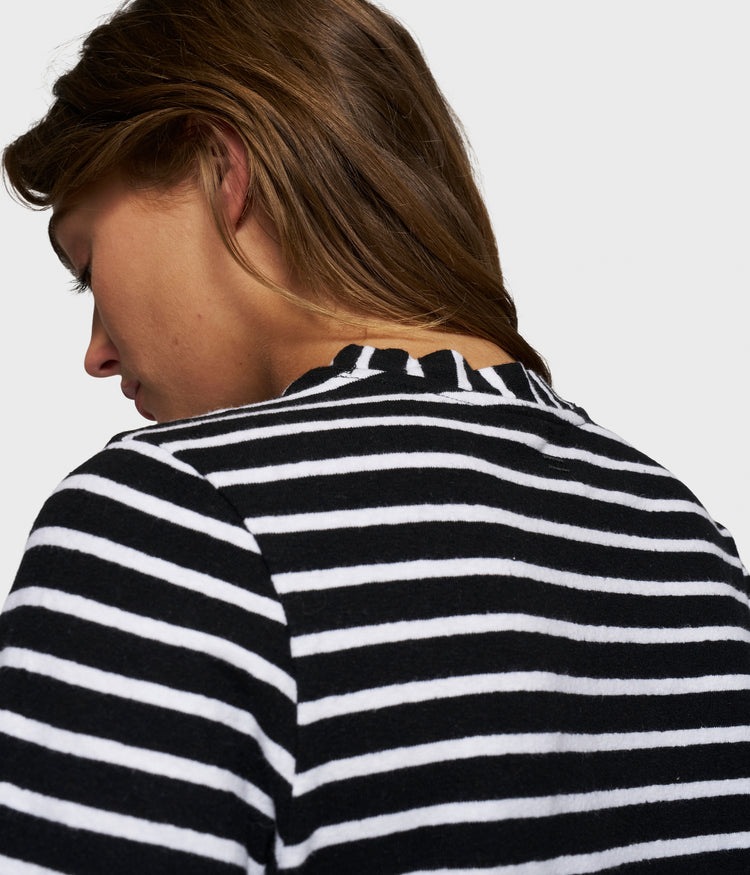 THE PETITE TEE LINEN STRIPES | black/white