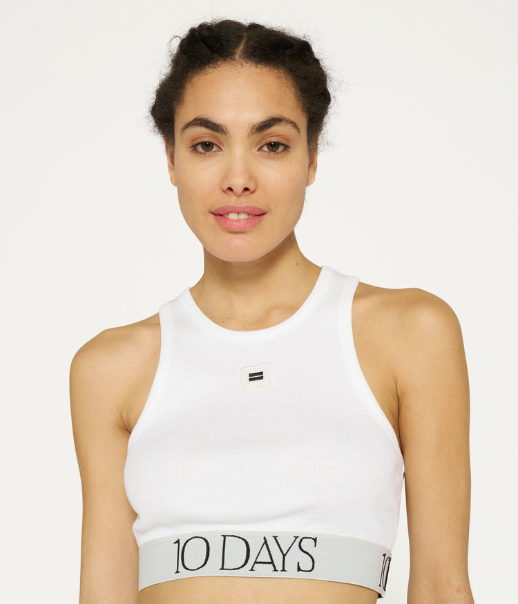 tank top rib bra | white