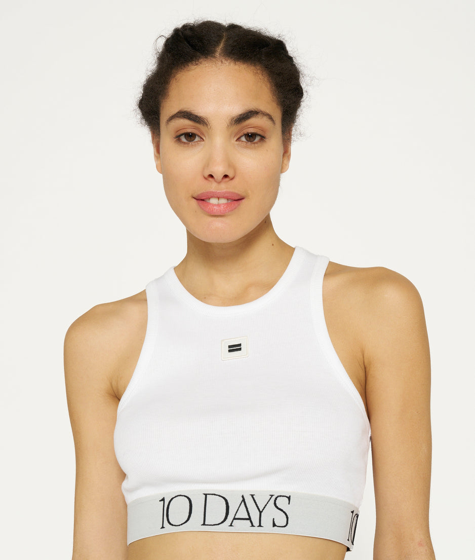 tank top rib bra | white