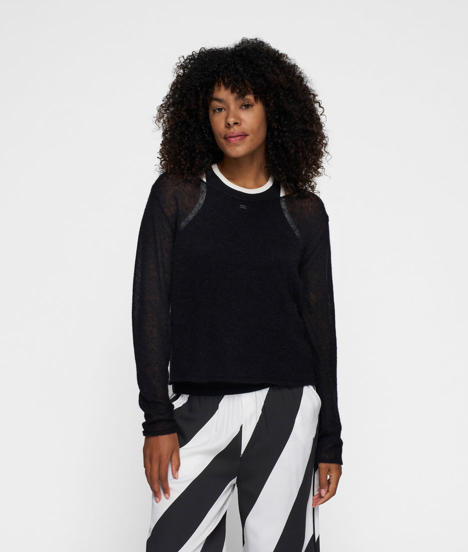 thin knit sweater | black