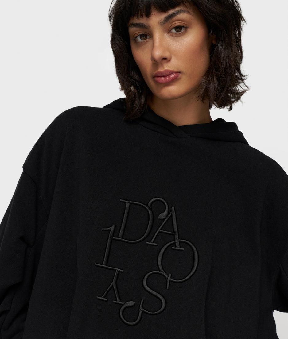 pleated balloon hoodie | black