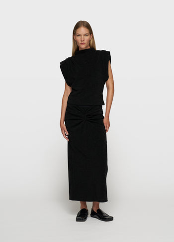 maxi drape skirt sparkle | black