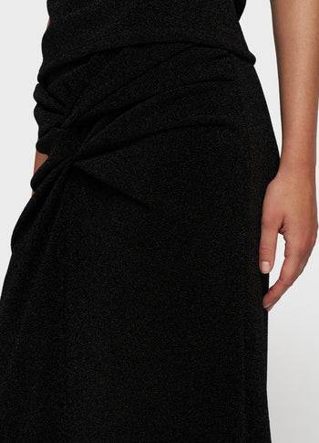 maxi drape skirt sparkle | black