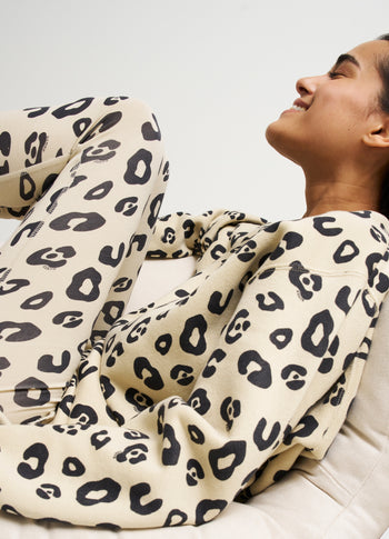 raw edge sweater leopard | oyster