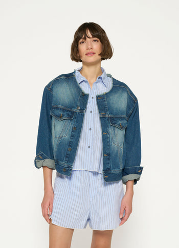 denim logo jacket | blue denim