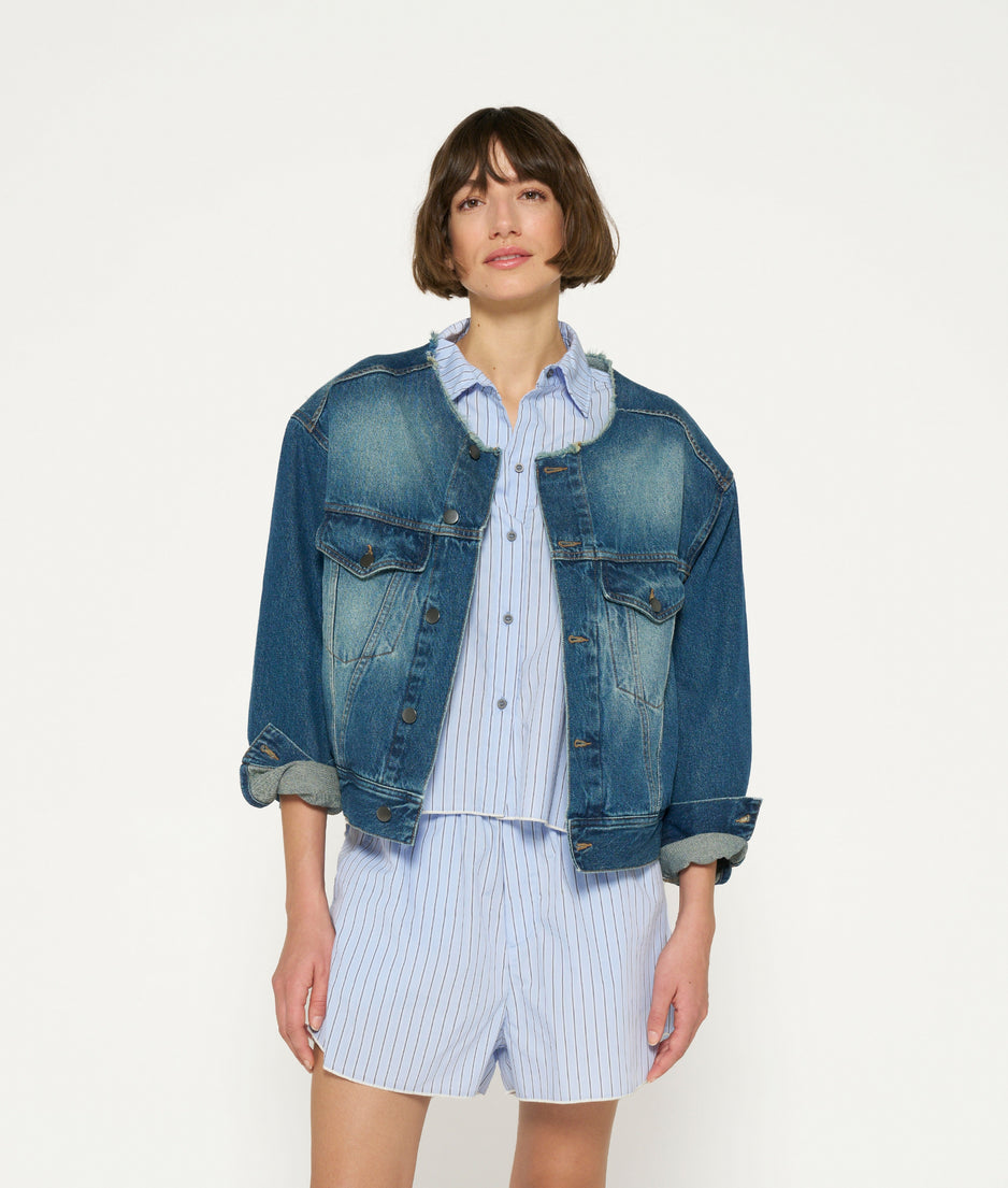 denim logo jacket | blue denim