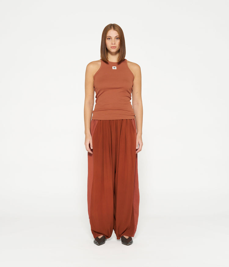 flowy pants | saddle brown