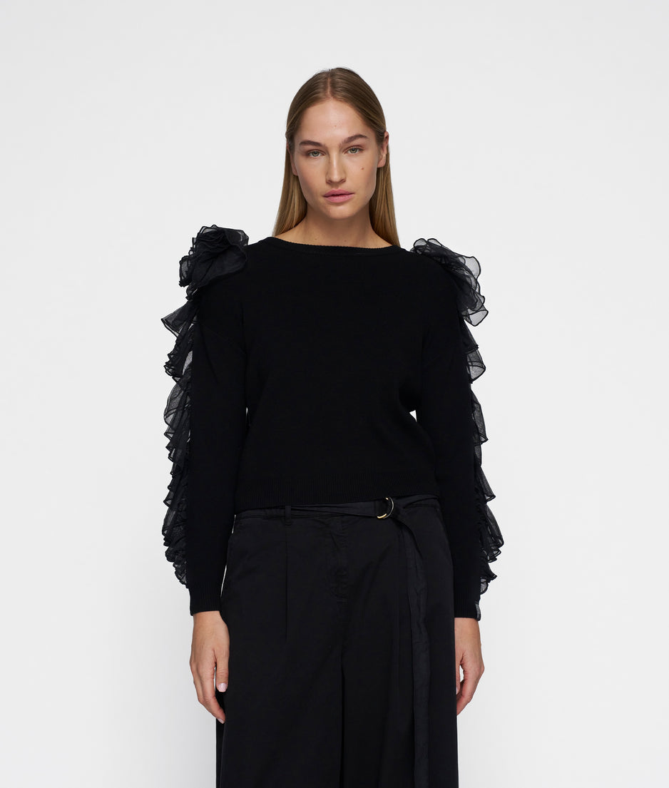 dramatic knit sweater | black