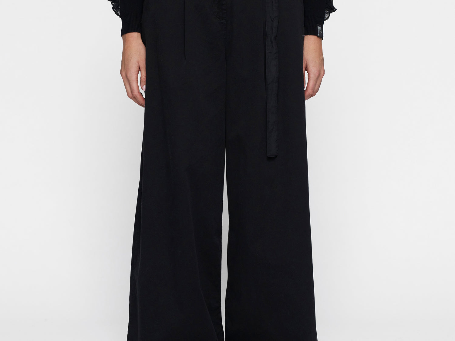 wide leg pants twill | black