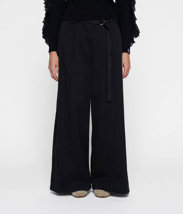 wide leg pants twill | black