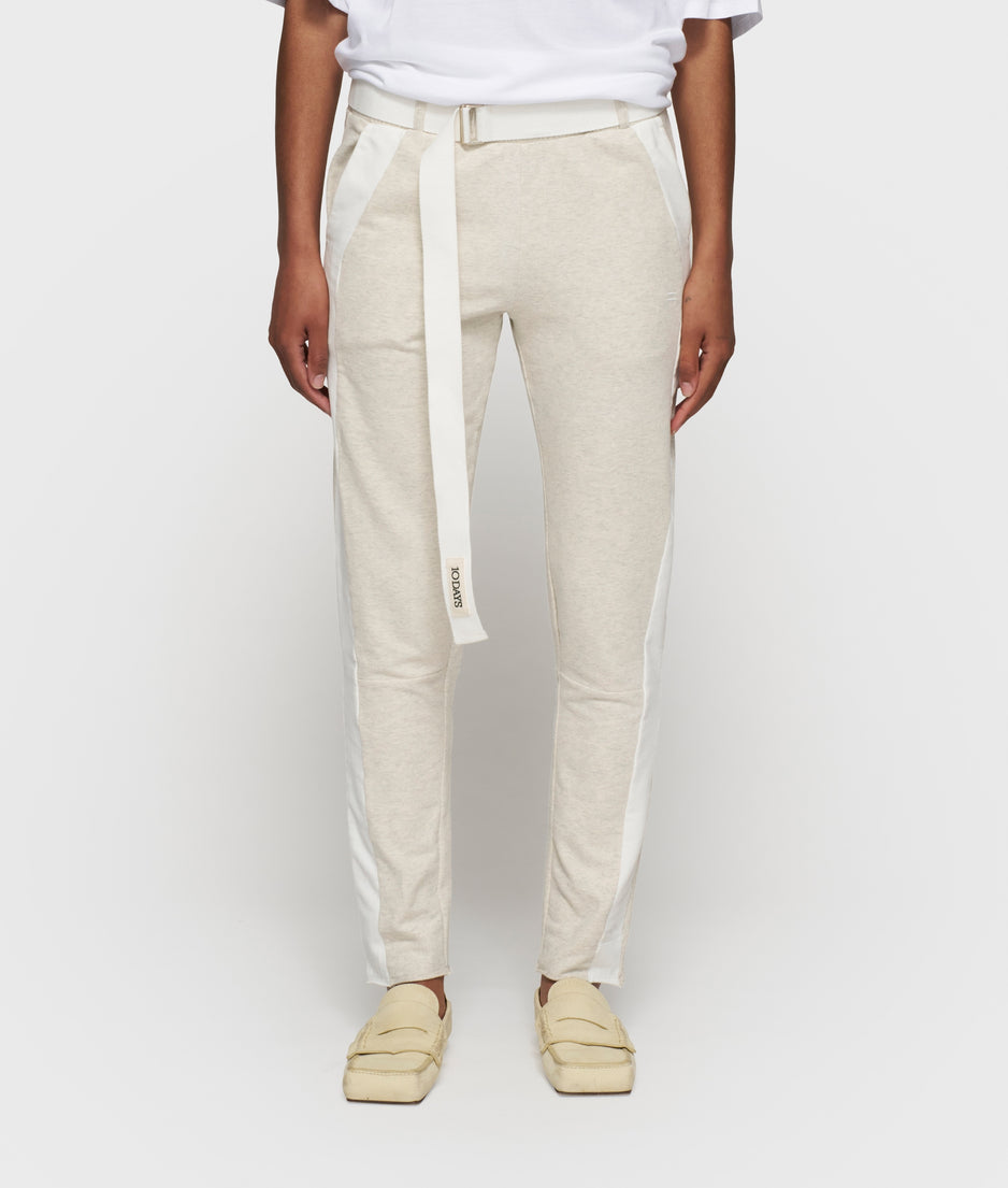 belted cropped jogger tape | soft white melee