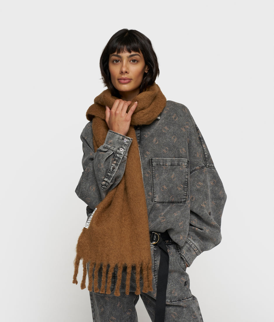 thick brushed scarf | suede