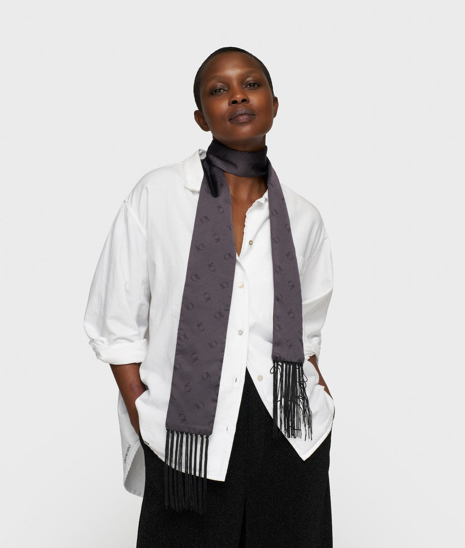 satin smoking scarf | black