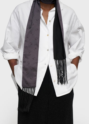 satin smoking scarf | black