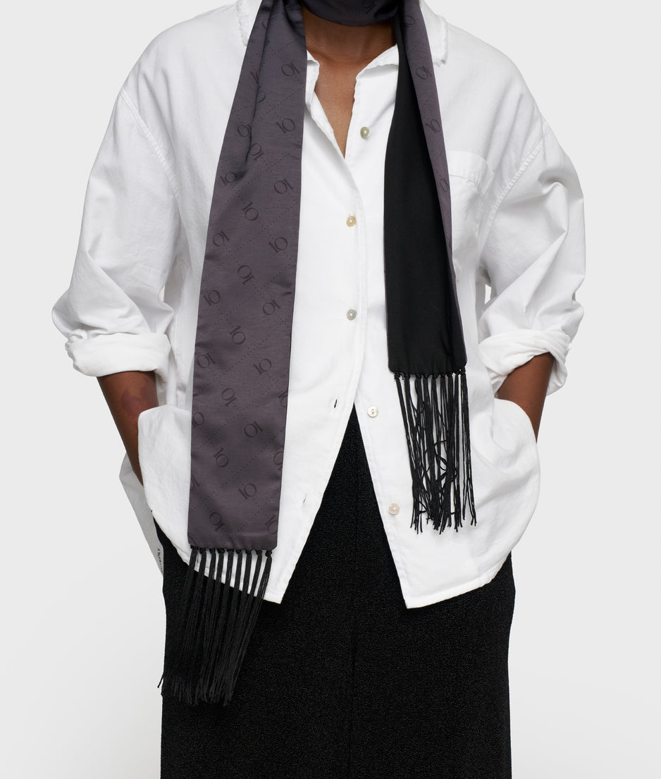 satin smoking scarf | black
