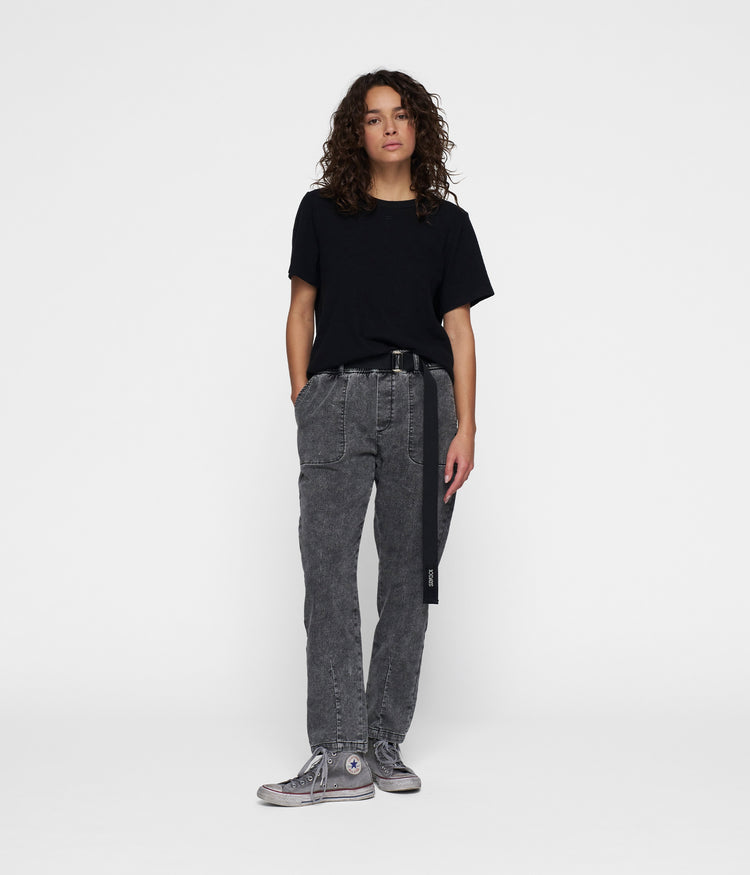 THE BELTED PANTS WASHED | black