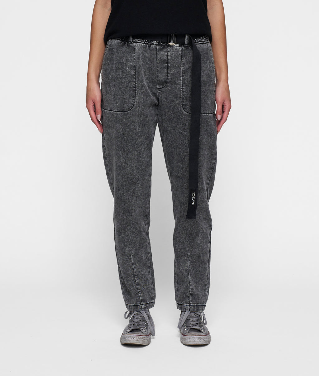 THE BELTED PANTS WASHED | black