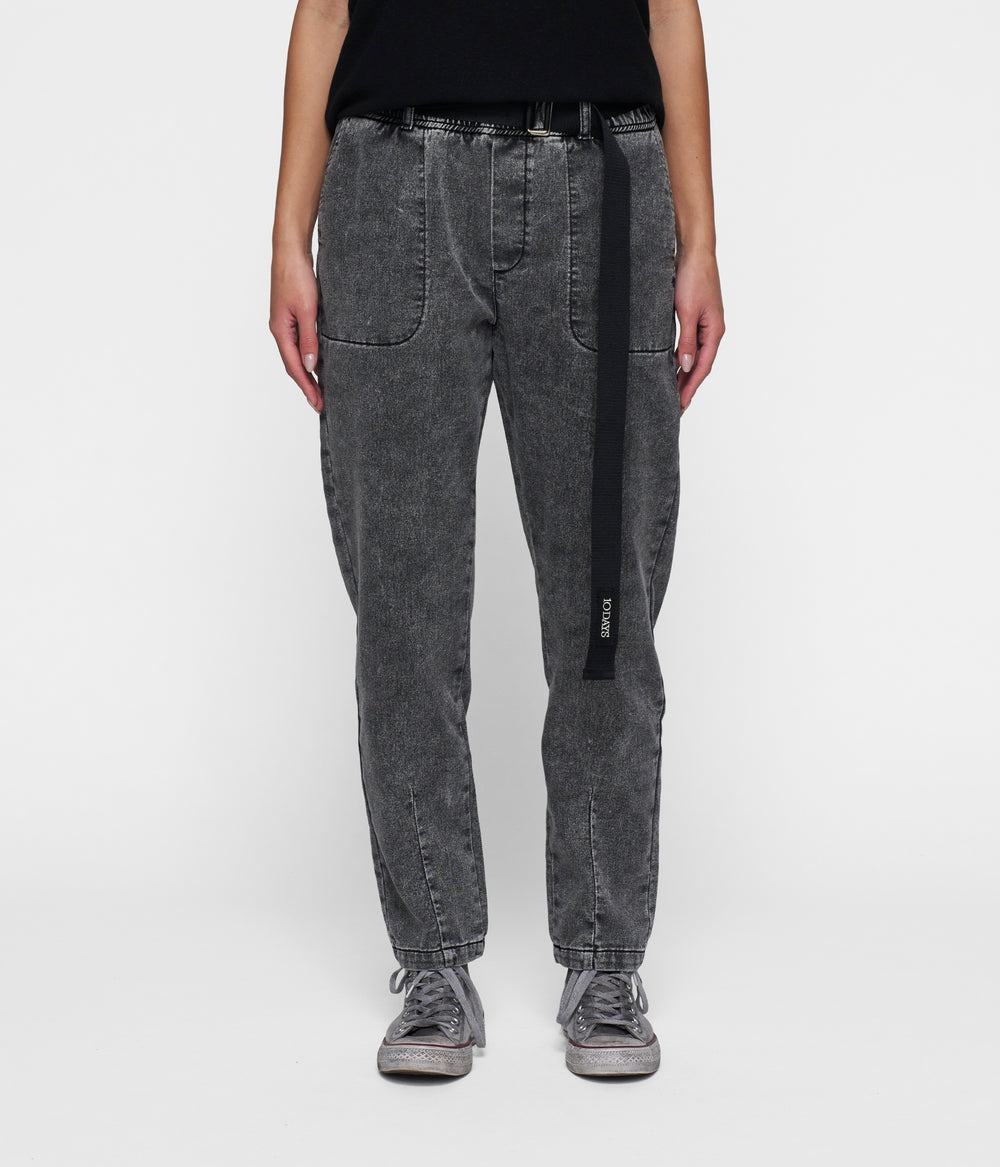 THE BELTED PANTS WASHED | black