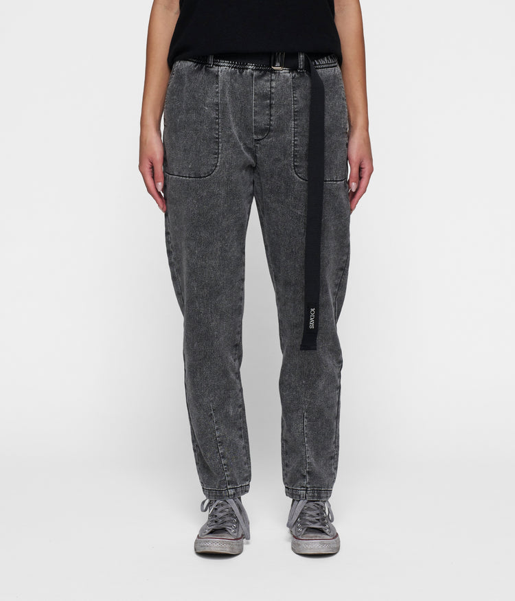 THE BELTED PANTS WASHED | black