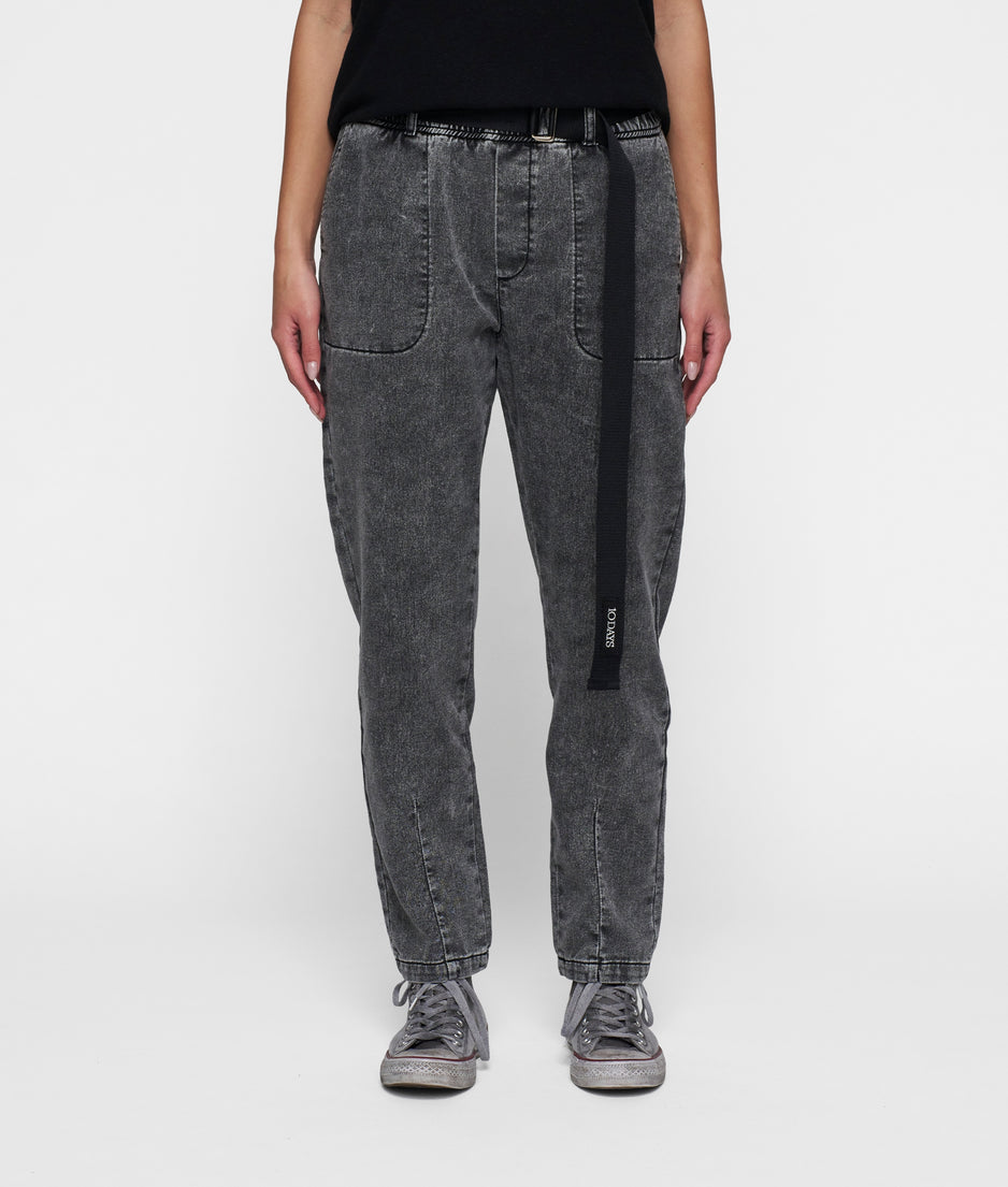 THE BELTED PANTS WASHED | black
