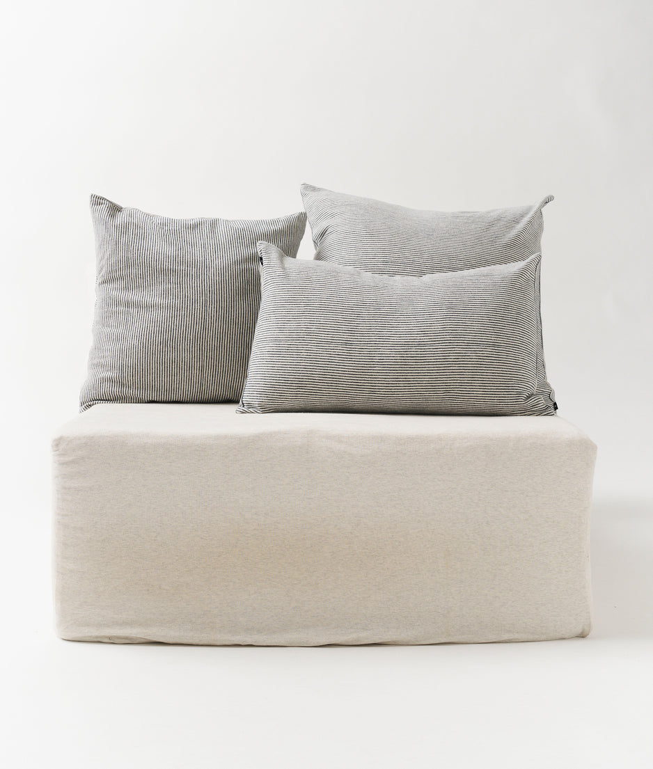 pillow denim stripe 60x60 | ecru