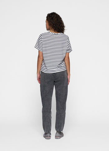 THE PETITE TEE LINEN STRIPES | white/black