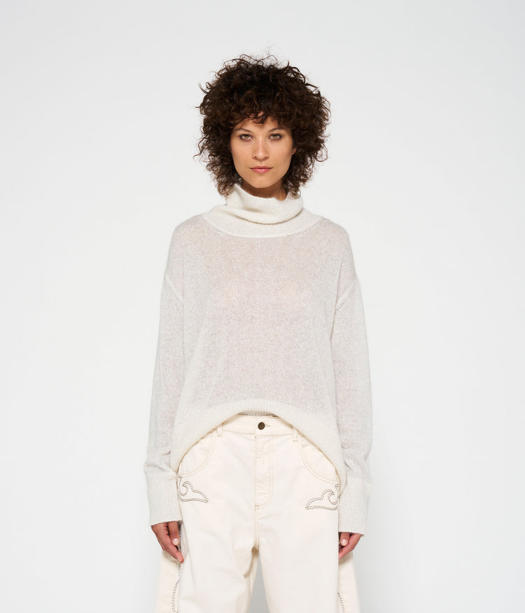 turtleneck sweater knit sparkle | ecru