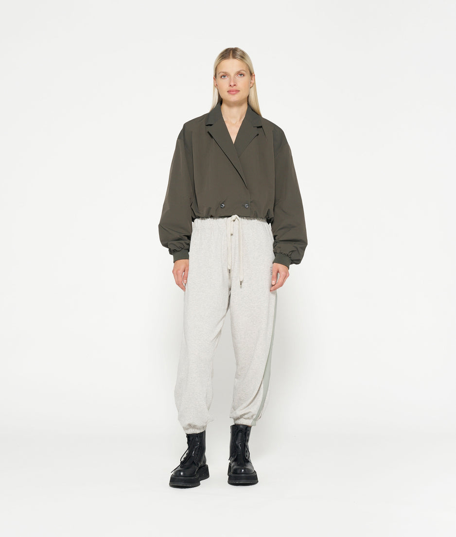 Bar jogger tape fleece | white grey melee